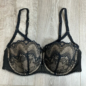 Adore Me Kimmy Push Up Balconette Bra Black Lace 38DD